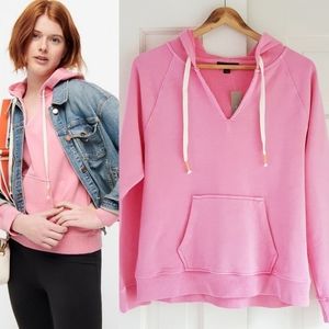 J CREW Garment-dyed V-neck Hoodie Cotton Terry